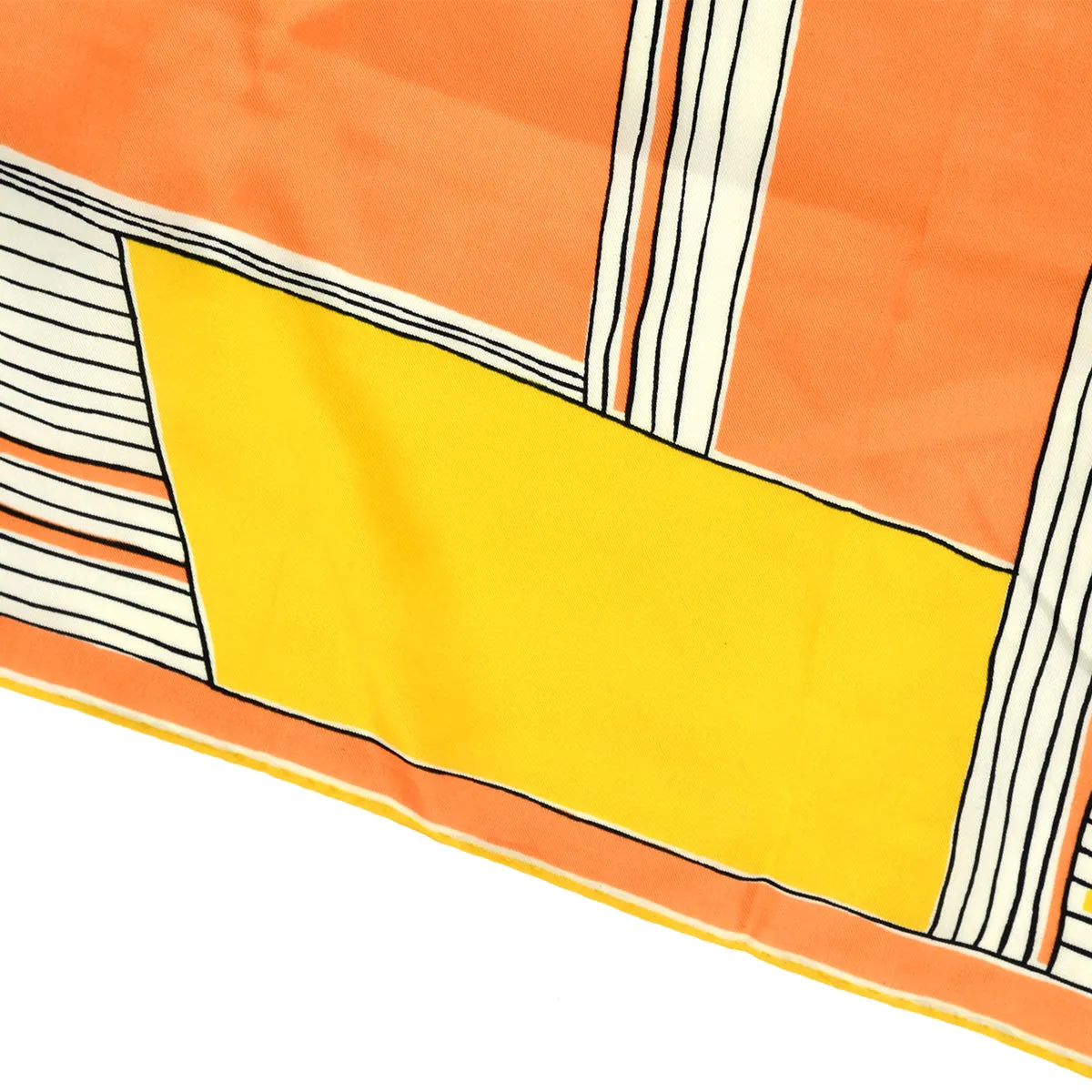 1960s Vera Neumann Orange & Yellow Geometric Square Scarf