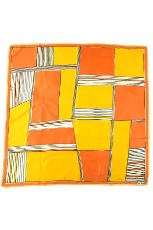 1960s Vera Neumann Orange & Yellow Geometric Square Scarf