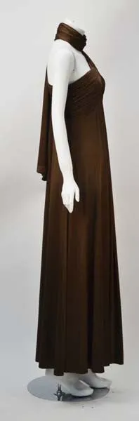 1970s Estevez Espresso Evening Gown