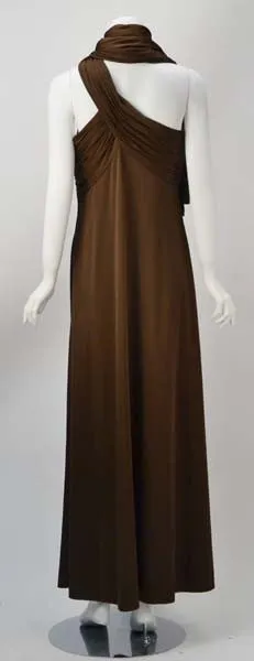 1970s Estevez Espresso Evening Gown