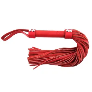 21 Inch Rouge Garments Red Leather Flogger with Handle Loop