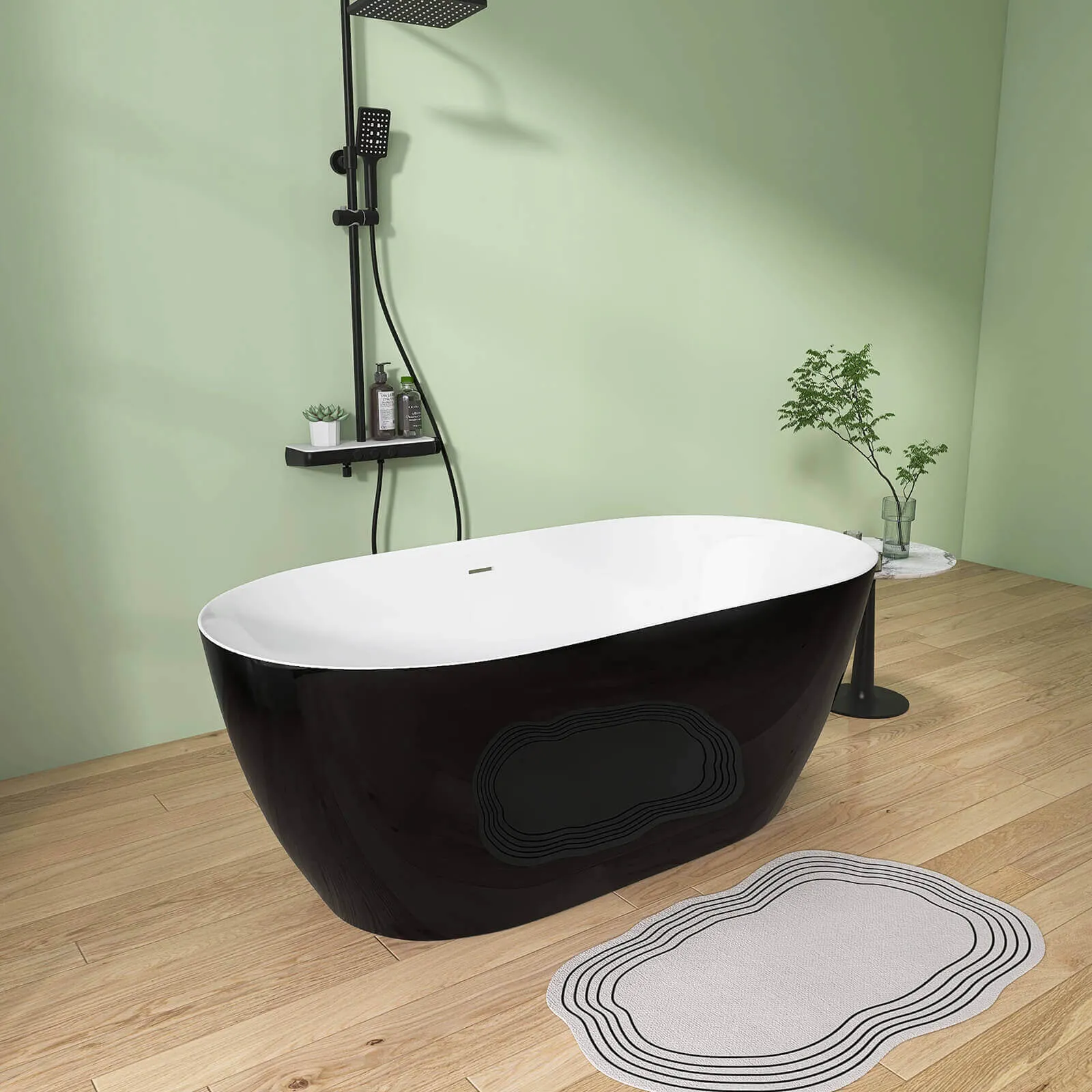 59" Anti-Clog Classic Oval Acrylic Bathtub