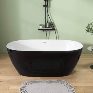 59" Anti-Clog Classic Oval Acrylic Bathtub