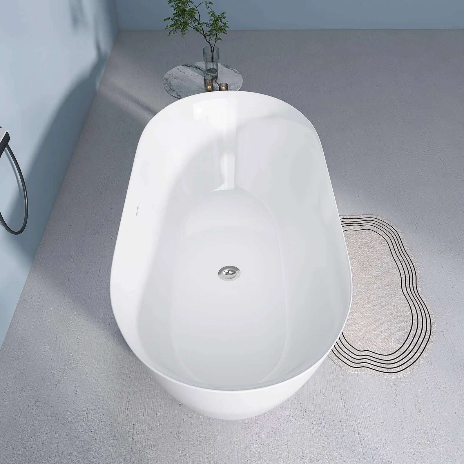 59" Anti-Clog Classic Oval Acrylic Bathtub