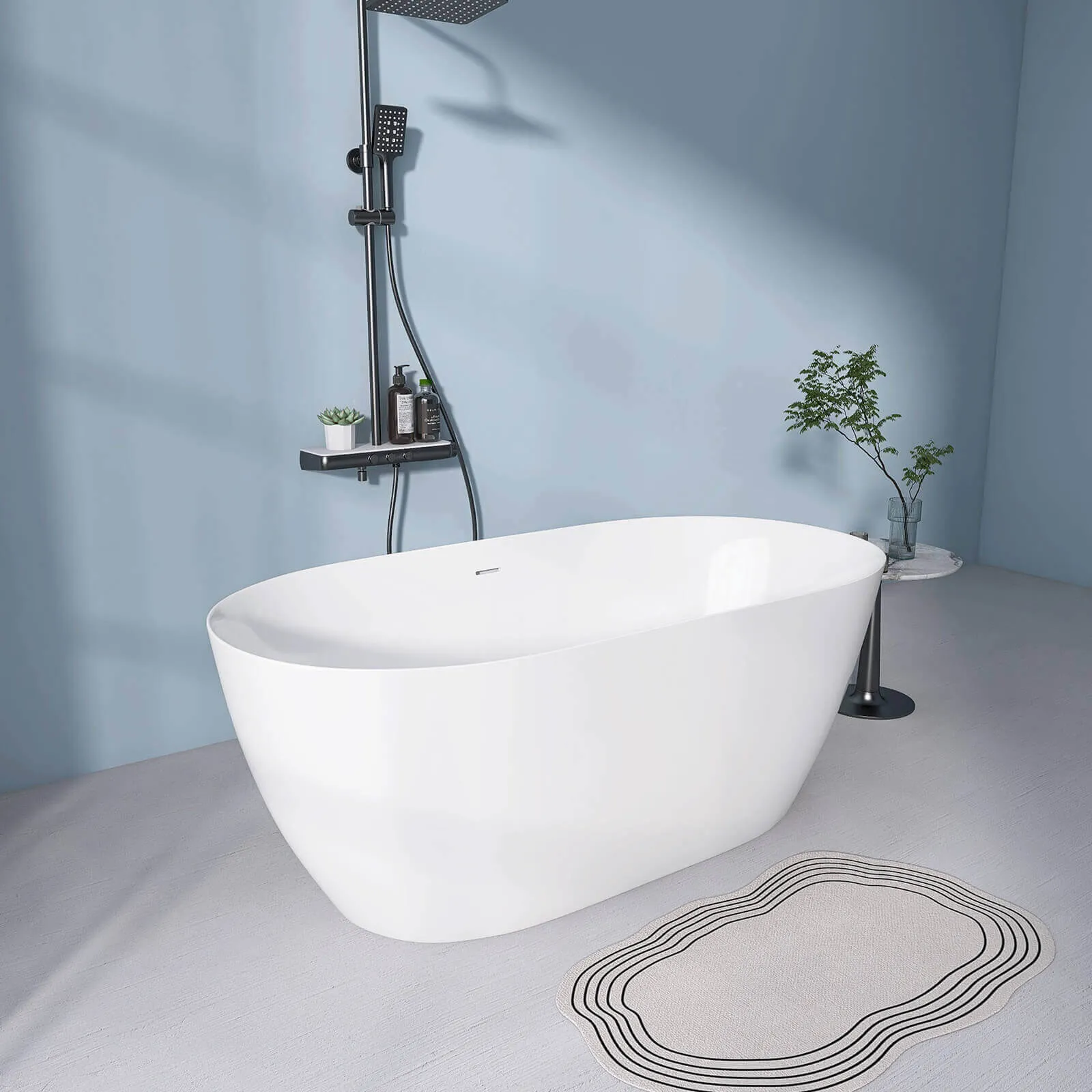 59" Anti-Clog Classic Oval Acrylic Bathtub