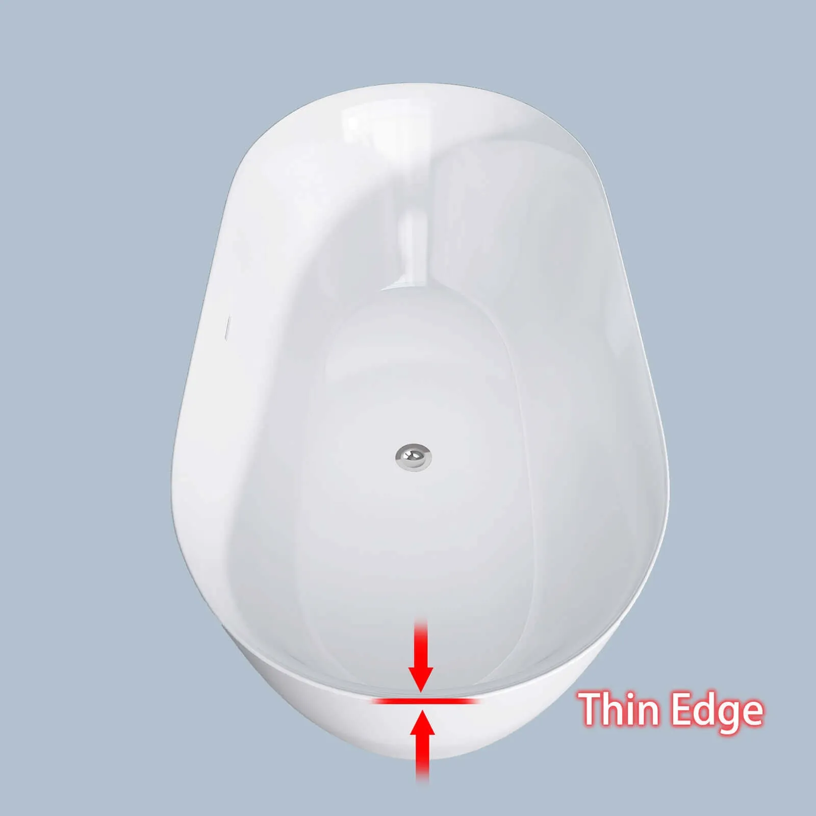 59" Anti-Clog Classic Oval Acrylic Bathtub