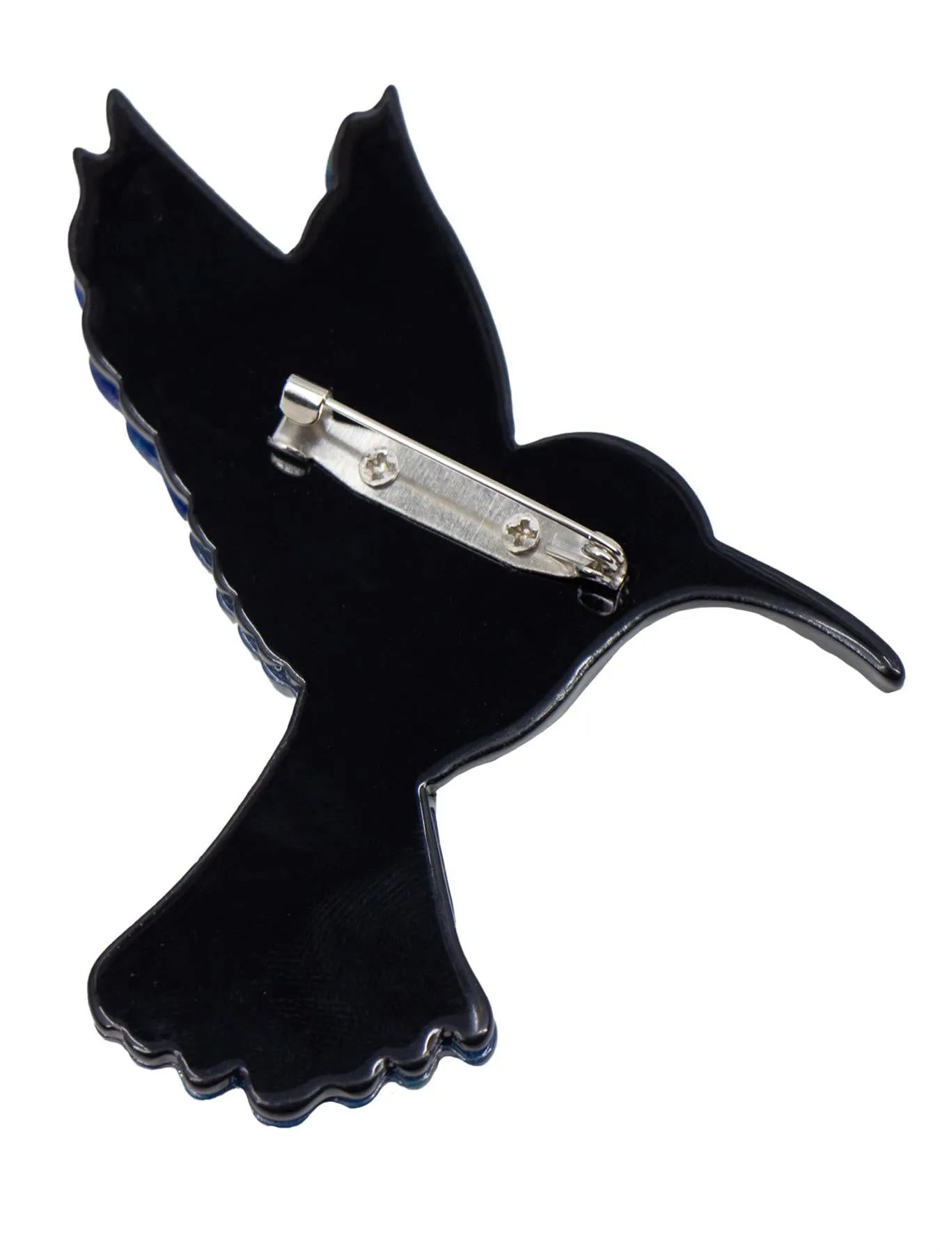 Acrylic Hummingbird Vintage Style Navy Brooch