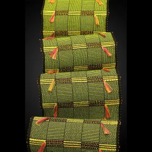 Africa Scarf in Lime and Mardi Gras, Sosumi Weaving by Pamela Whitlock