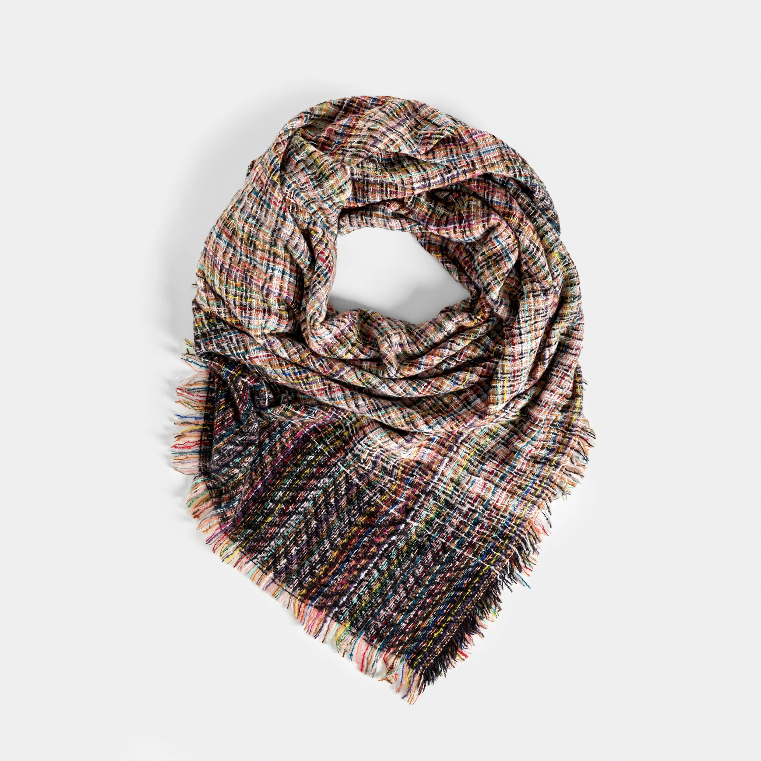 Aubrey Brushed Square Scarf - Black/Multi