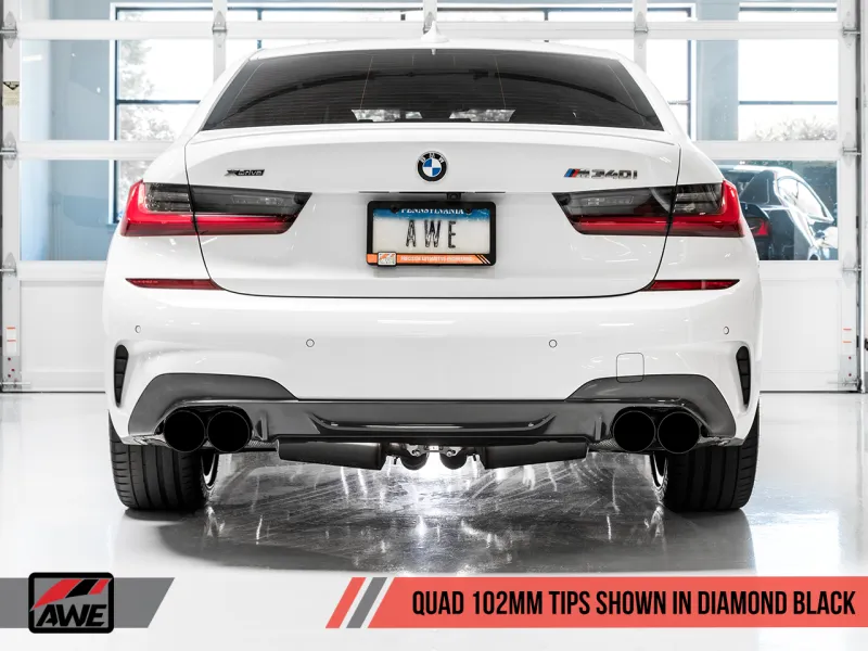 AWE Tuning 2019  BMW M340i (G20) Track Edition Exhaust - Quad Diamond Black Tips