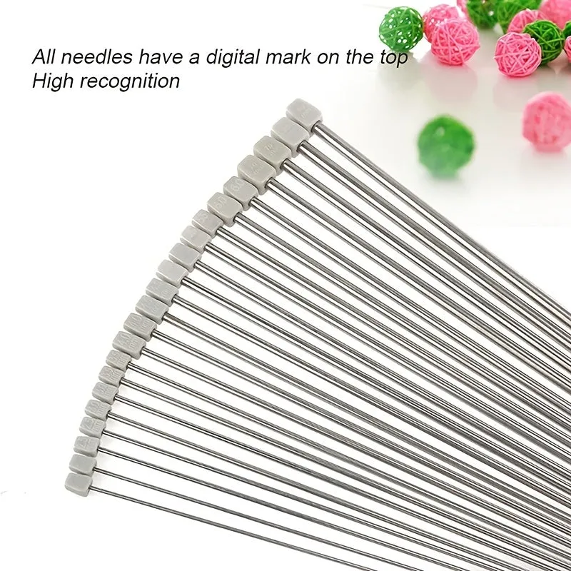 Beginners Stainless Steel Single Point Knitting Needles Set 28mm