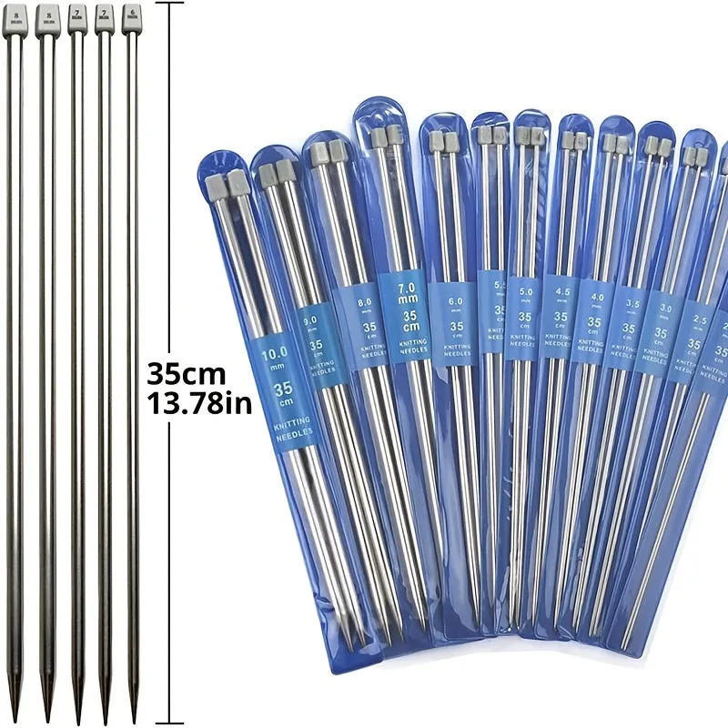 Beginners Stainless Steel Single Point Knitting Needles Set 28mm