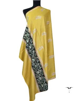 Beige & Black Pashmina Shawl With Sozni Work 5400