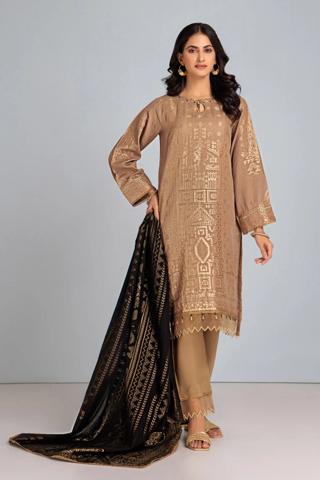 BEIGE-JACQUARD-3 PIECE (HBN233P10)