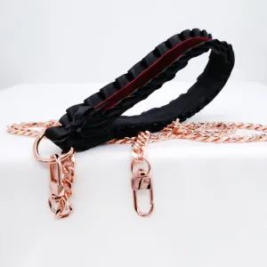 Black and Maroon Velvet Luxury BDSM Leash