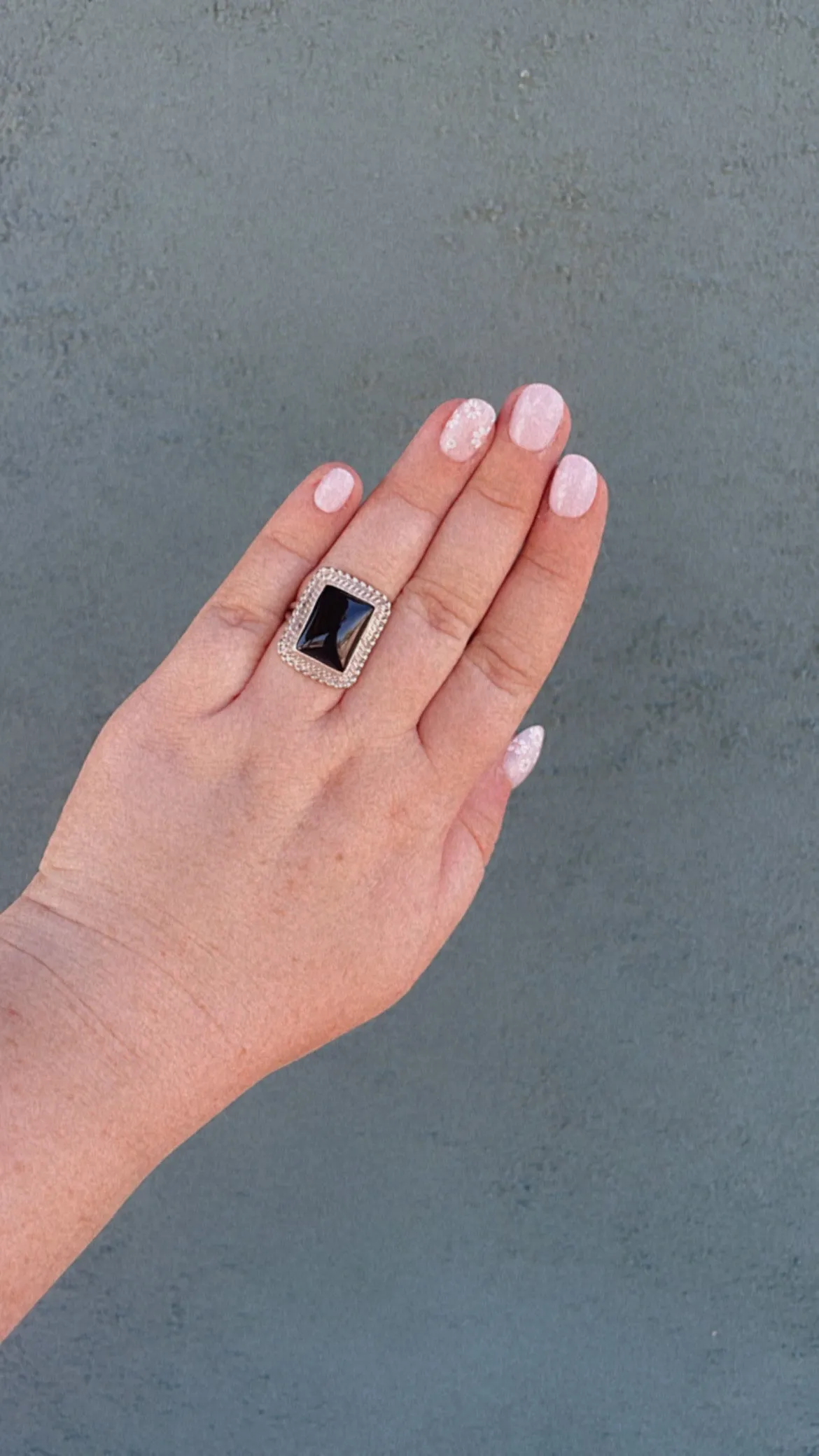 Black Onyx Rectangle Ring