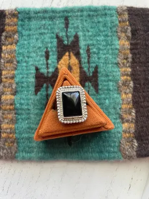 Black Onyx Rectangle Ring