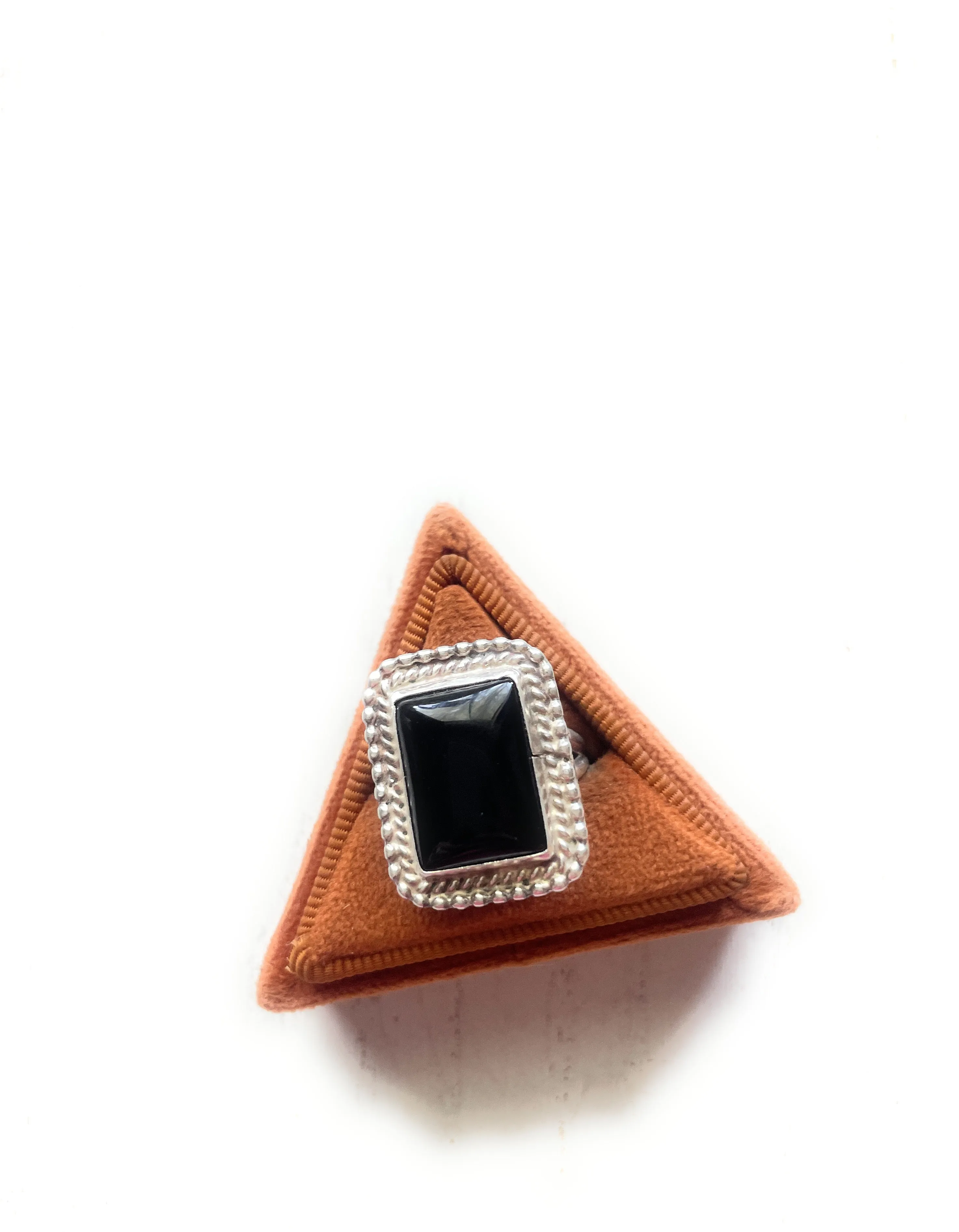 Black Onyx Rectangle Ring