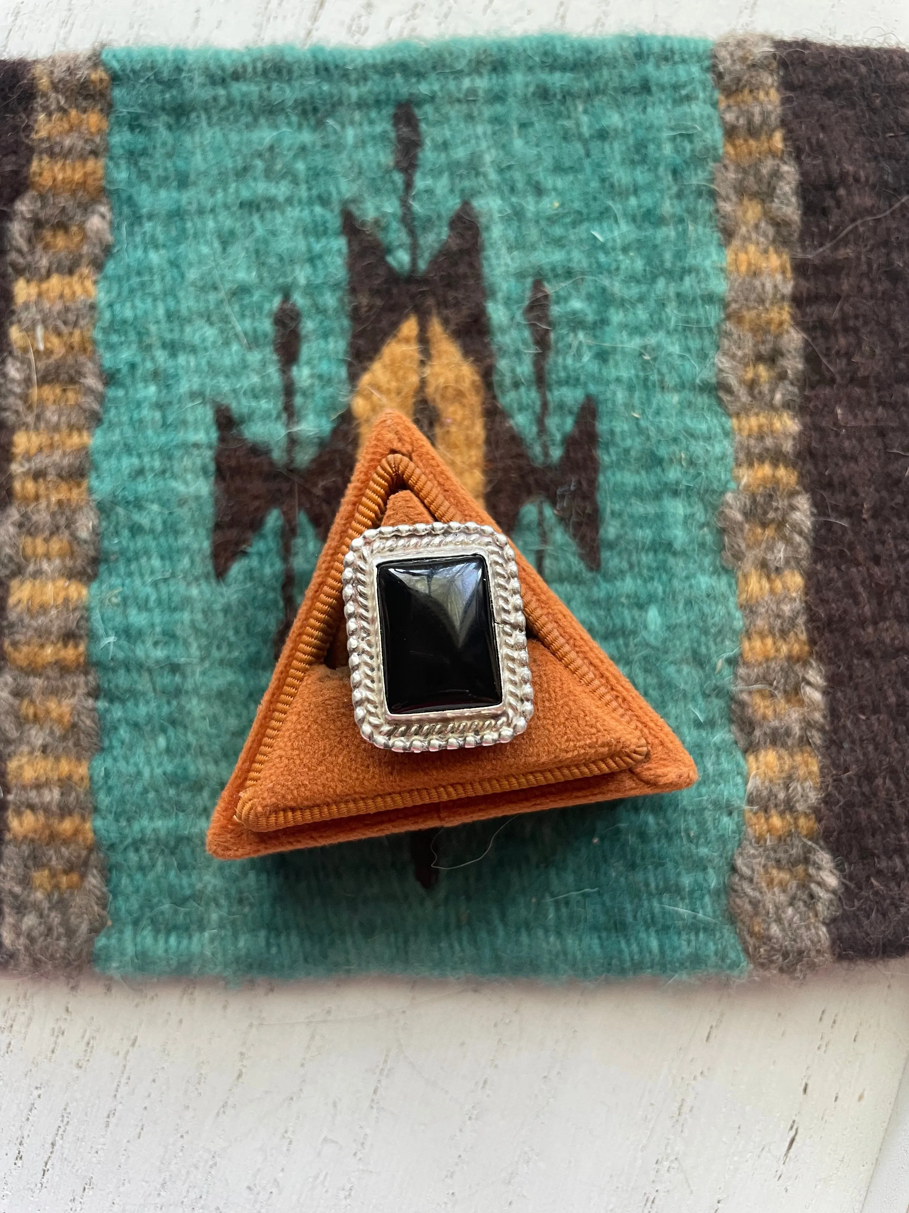 Black Onyx Rectangle Ring