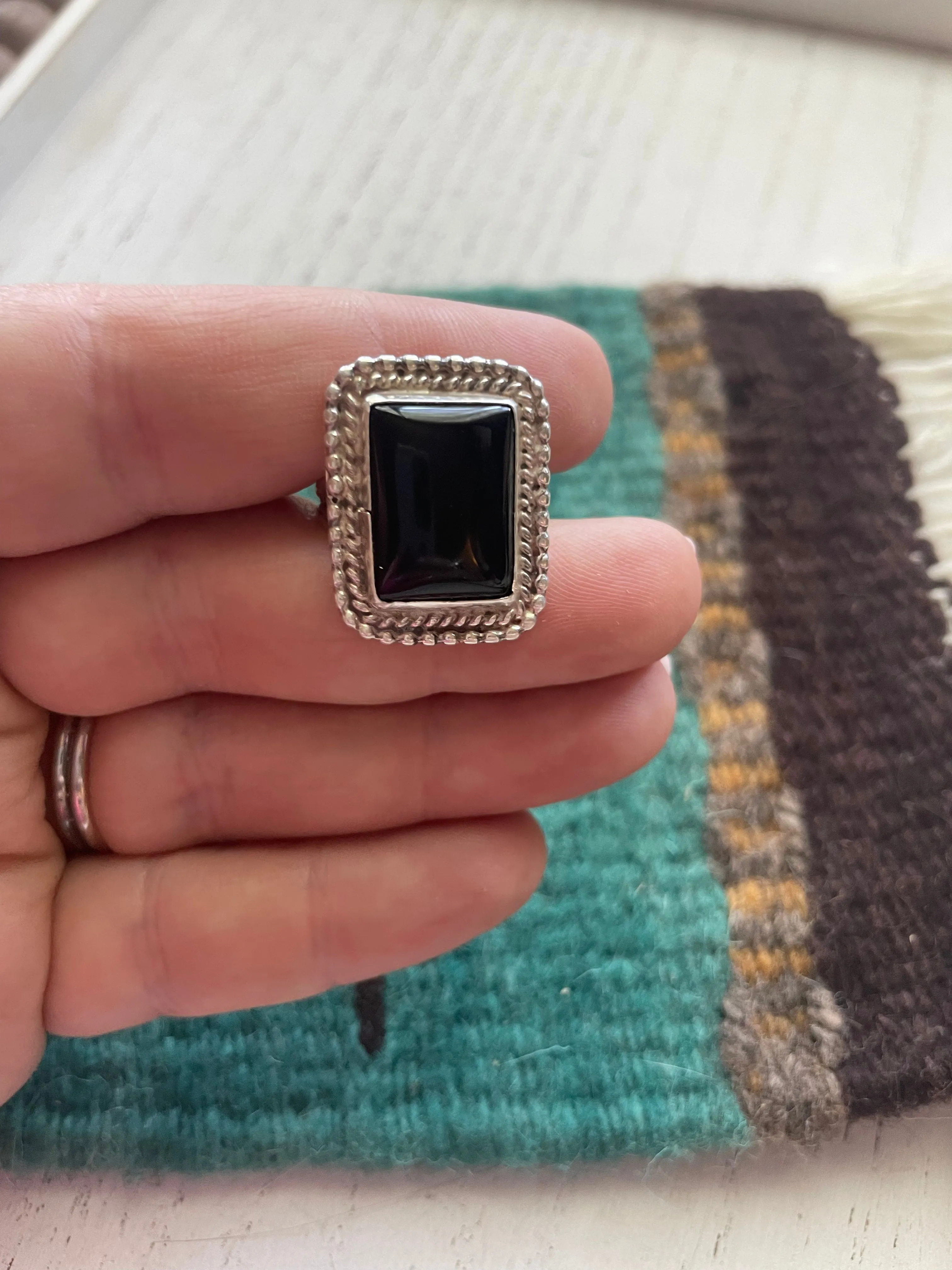 Black Onyx Rectangle Ring