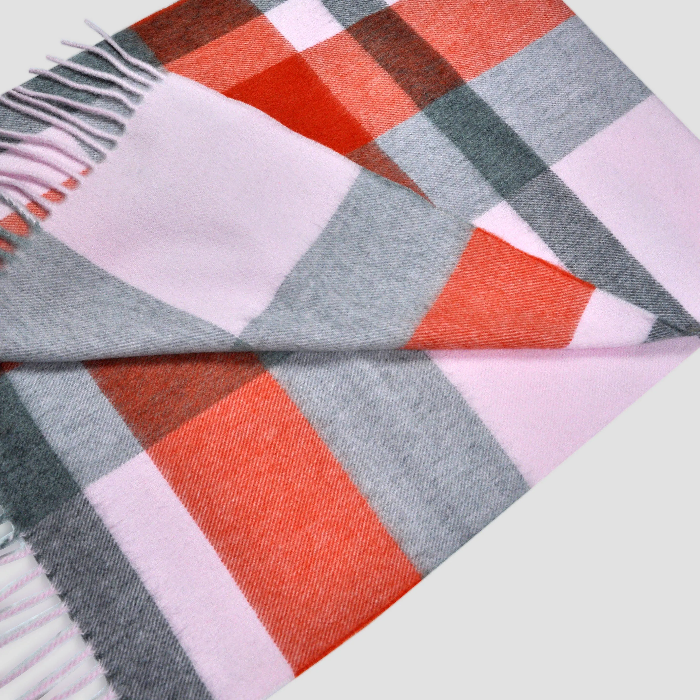 Blocks Stripes Winter Scarf in Pink & Grey