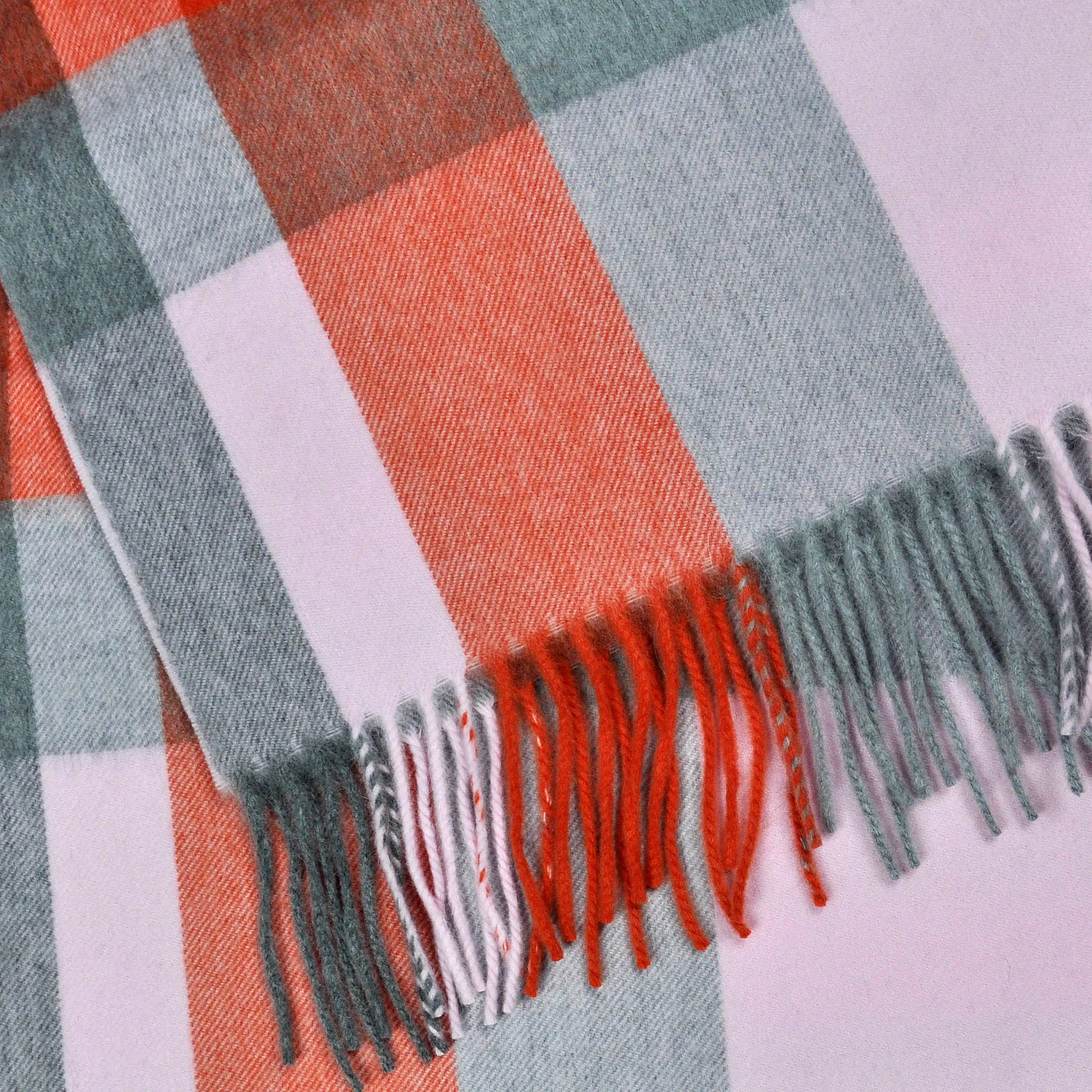 Blocks Stripes Winter Scarf in Pink & Grey