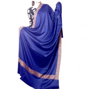 Blue Color Kashmiri Sozni Work Embroidered Shawl Enriched With Four Sided Running Pattern