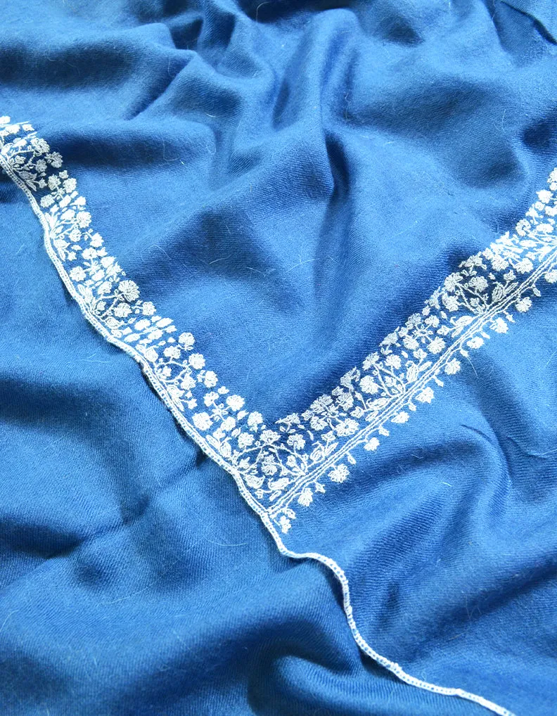 blue embroidery pashmina shawl 8522