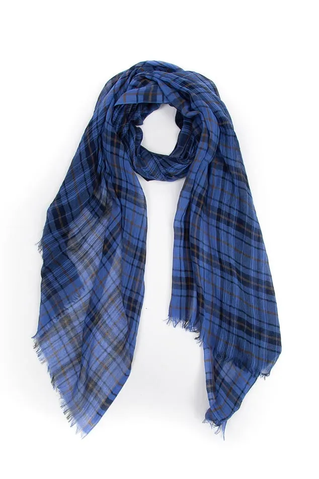 Blue Lanvin Plaid Scarf