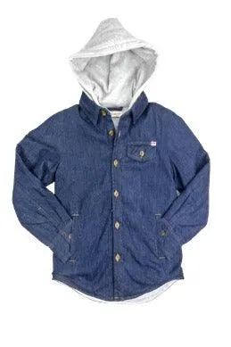 Boys Tops | Glen Hooded Shirt- Denim | Appaman