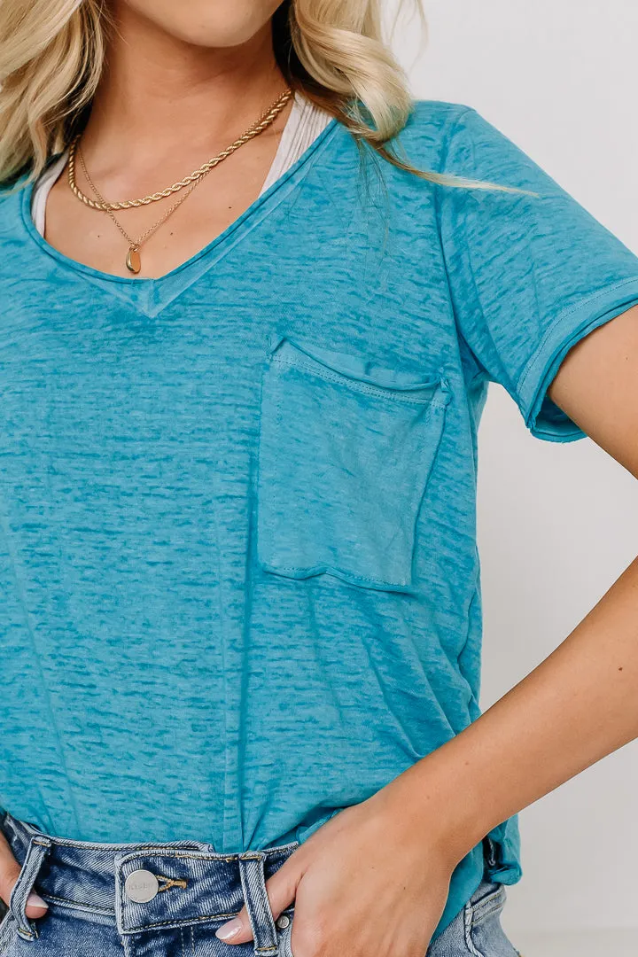 Burnout Melange Pocket Top | Teal