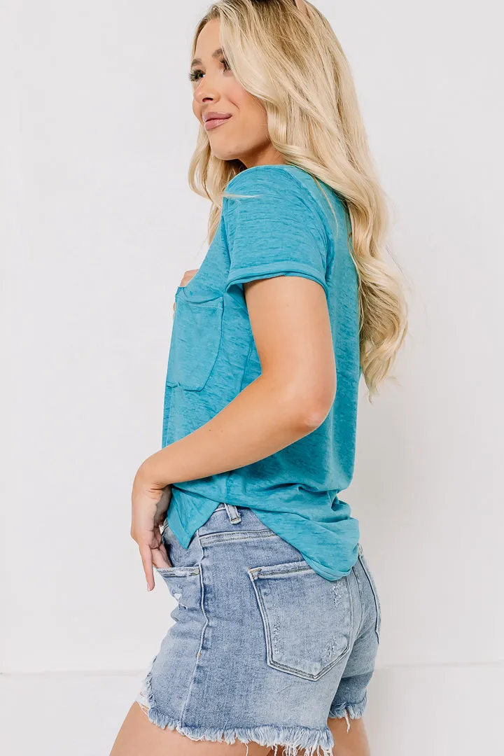 Burnout Melange Pocket Top | Teal