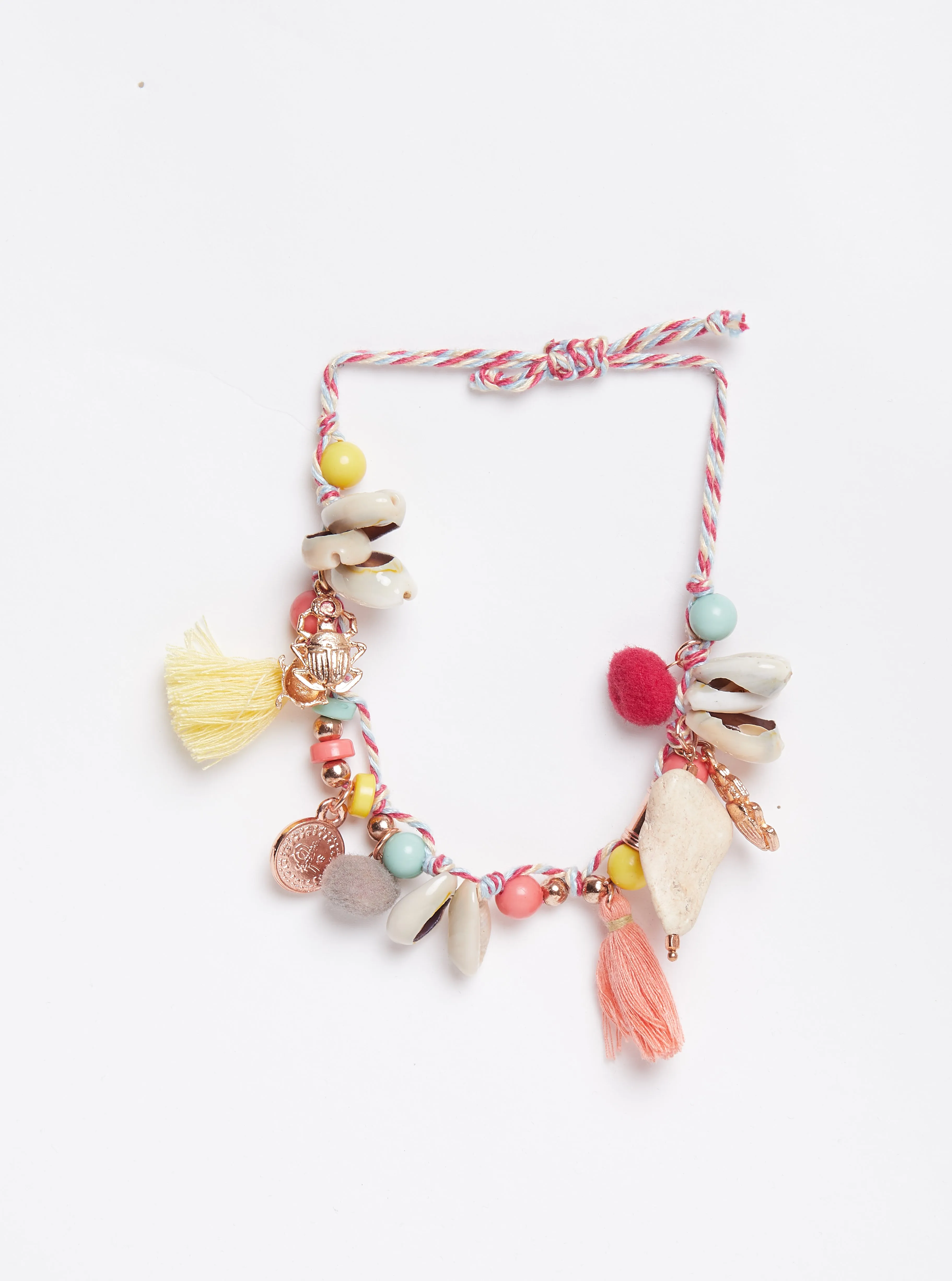 Charms,Tassel And Shell Bracelet