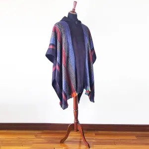 Chiguinda - Lightweight Baby Alpaca Hooded Poncho - Deep Purple - Unisex