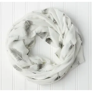 Chloe & Lex - Feathers Lightweight Infinity White Scarf