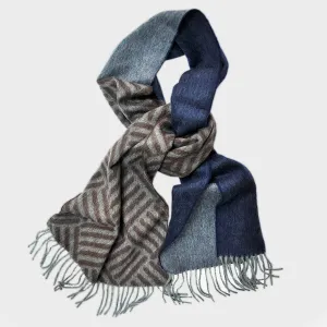 Colour Panels & Geo's Wool Scarf in Browns & Blues