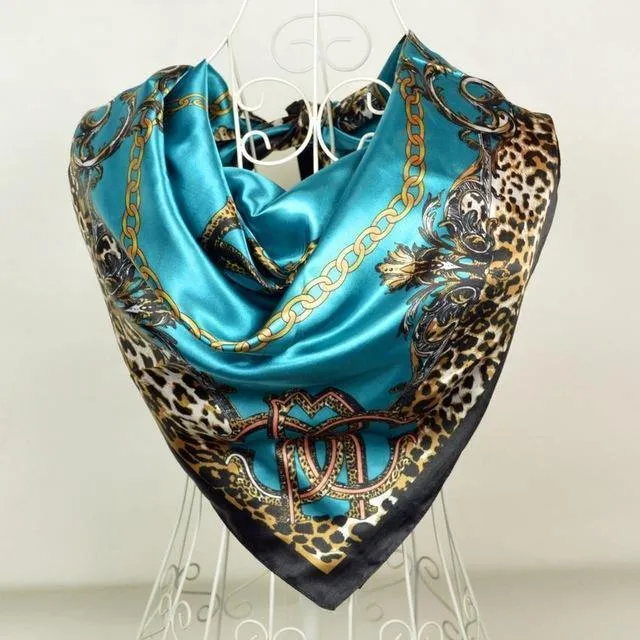 Elegent Women Large Square Silk Scarf Printed,90*90cm Fashion Spring And Autumn Grey And Purple Polyester Silk Scarf Shawl