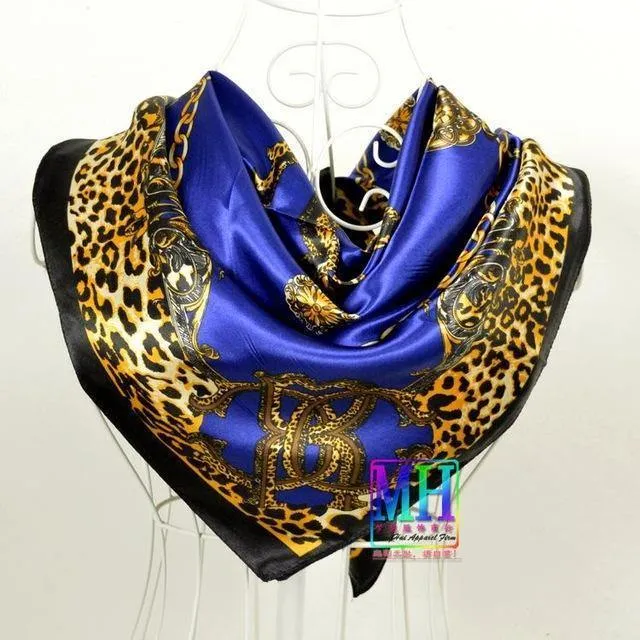 Elegent Women Large Square Silk Scarf Printed,90*90cm Fashion Spring And Autumn Grey And Purple Polyester Silk Scarf Shawl