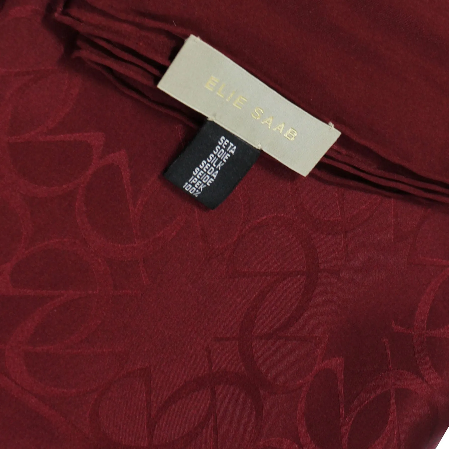 Elie Saab Scarf Maroon Design - Twill Silk Shawl SALE