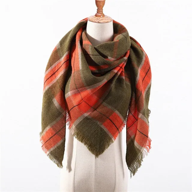 Fashion Cashmere Plaid Scarf Printed Bandana Shawl #MS-1