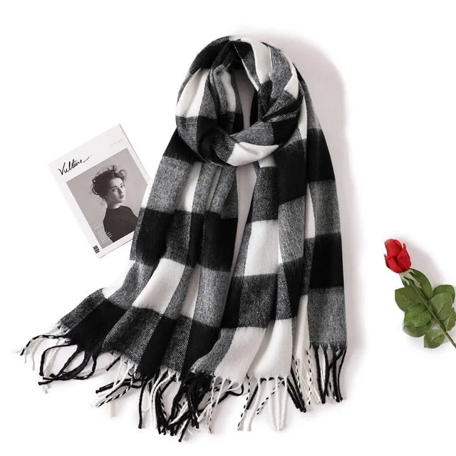 Fashion Plaid Winter Scarf Printed Bandana Shawl #1888