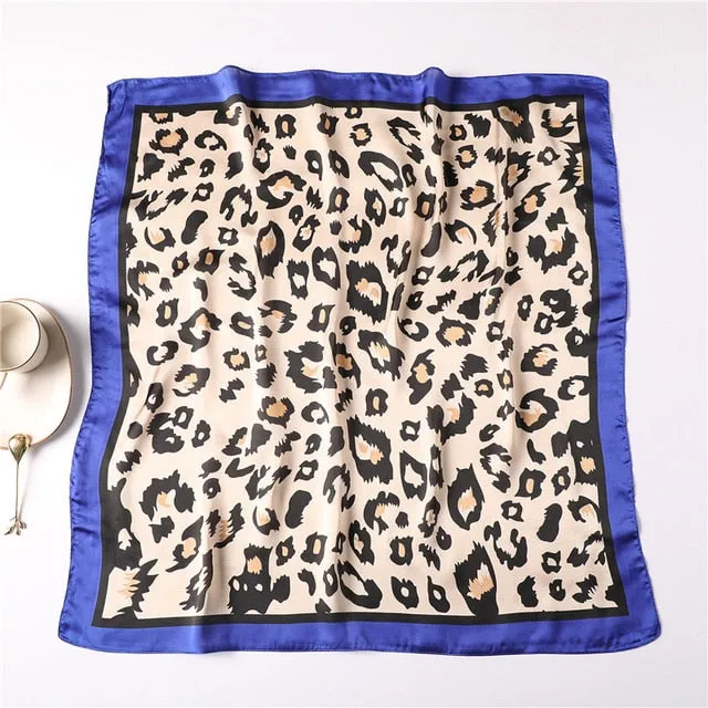 Fashion Silk Scarf Leopard Printed Bandana Shawl #FS-14