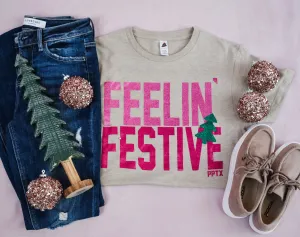 Feelin' Festive Glitter Graphic Tee