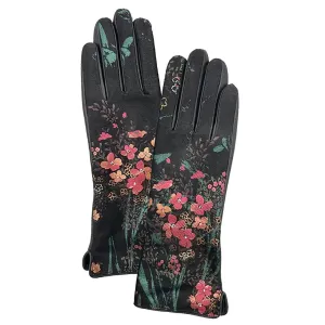 Floral Printed Leather Gloves