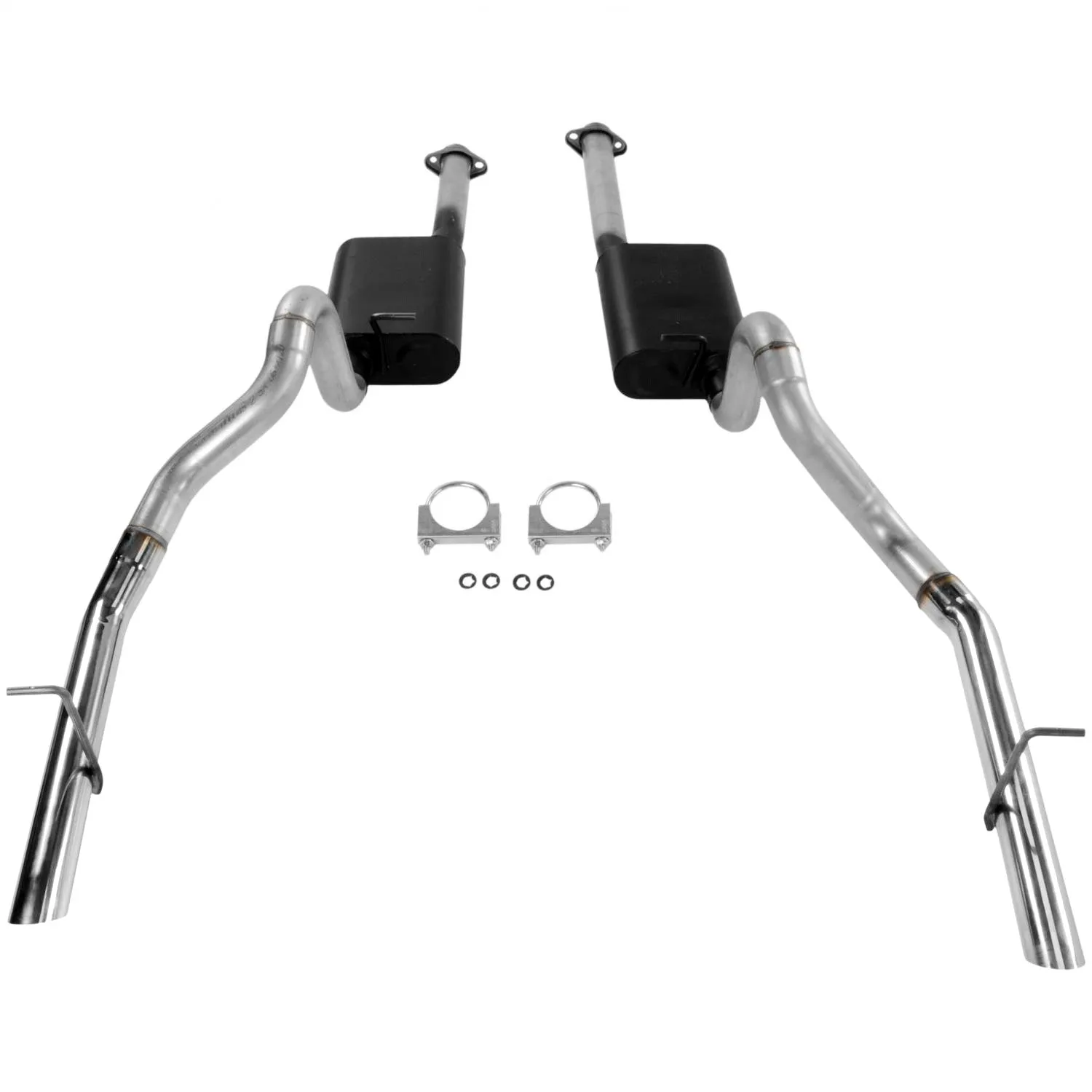 Flowmaster American Thunder Cat-Back Exhaust System - 2-1/2 in Diameter - Dual Rear Exit - 2-1/2 in Polished Tips - Ford Modular - Ford Mustang 1994-97