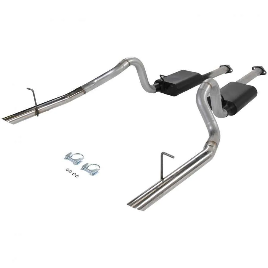 Flowmaster American Thunder Cat-Back Exhaust System - 2-1/2 in Diameter - Dual Rear Exit - 2-1/2 in Polished Tips - Ford Modular - Ford Mustang 1994-97