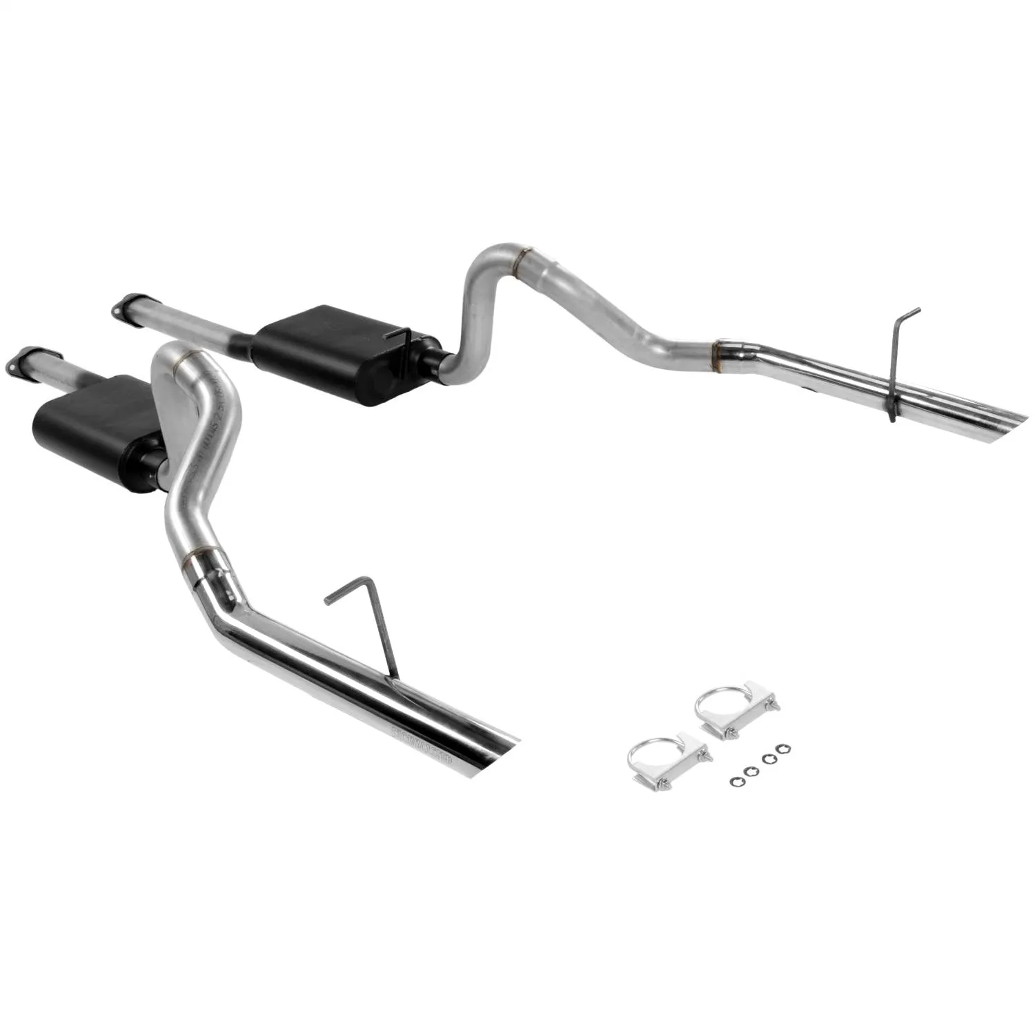 Flowmaster American Thunder Cat-Back Exhaust System - 2-1/2 in Diameter - Dual Rear Exit - 2-1/2 in Polished Tips - Ford Modular - Ford Mustang 1994-97