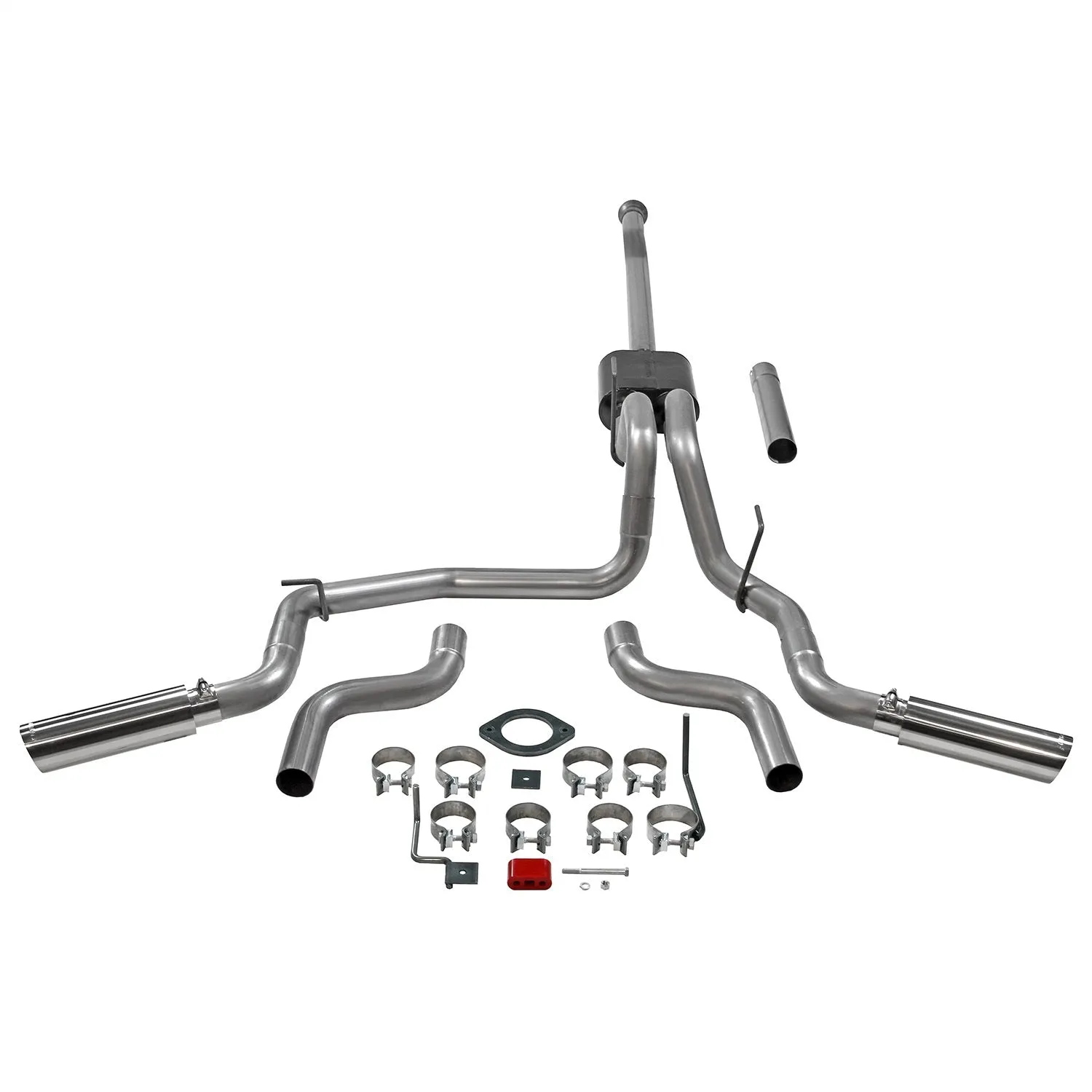 Flowmaster American Thunder Cat-Back Exhaust System - 3 in Diameter - Dual Rear/Side Exit - 3-1/2 in Polished Tips - Ford Fullsize Truck 2021-22