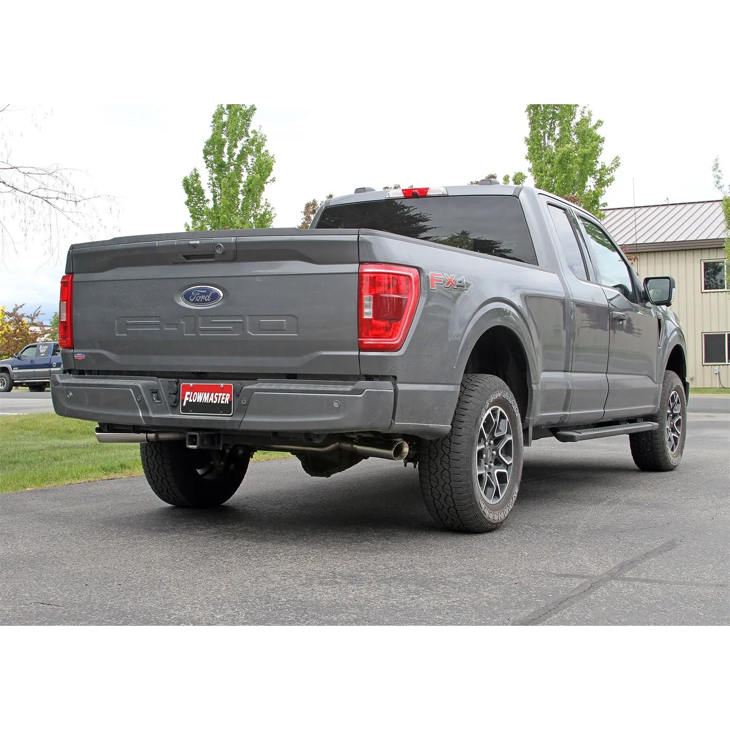 Flowmaster American Thunder Cat-Back Exhaust System - 3 in Diameter - Dual Rear/Side Exit - 3-1/2 in Polished Tips - Ford Fullsize Truck 2021-22