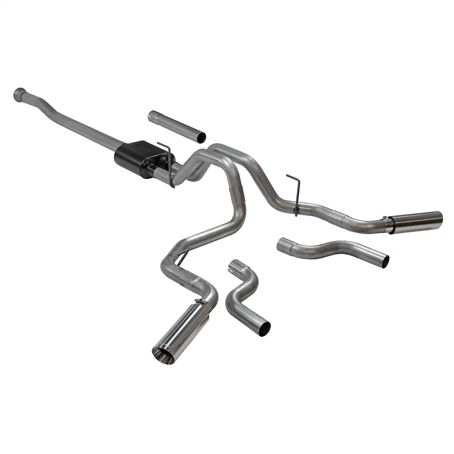 Flowmaster American Thunder Cat-Back Exhaust System - 3 in Diameter - Dual Rear/Side Exit - 3-1/2 in Polished Tips - Ford Fullsize Truck 2021-22